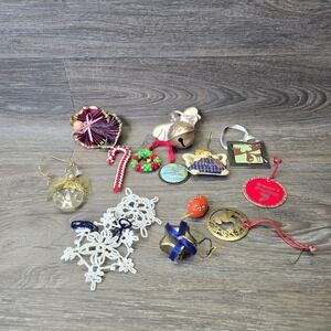 Vintage Christmas ornament lot of 14 mixed 80s 90s MCM Y2K Bell Angel Moose